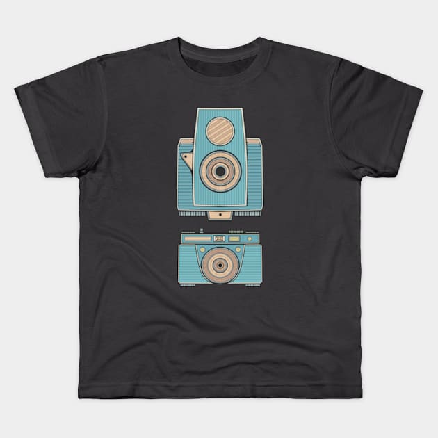 Blue Vintage Camera Kids T-Shirt by milhad